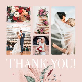 Danksagung rosé Fotocollage 'thank you' und Trockenblumen