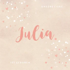 Danksagung zur Geburt lachsrosa Foto innen