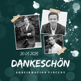 Danksagung zur Konfirmation Fotocollage & Farbspritzer