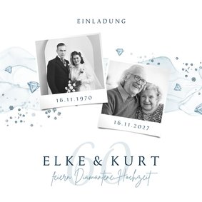 Diamantene Hochzeit Einladungskarte Fotocollage