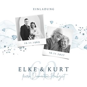 Diamantene Hochzeit Einladungskarte Fotocollage