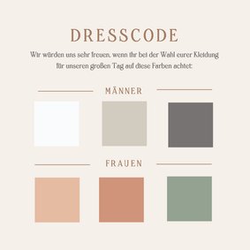 Dresscodekarte natürliche Farben Kleidervorschrift Hochzeit