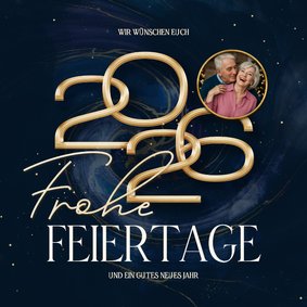 Dunkelblaue Weihnachtskarte Marmoroptik 2026 Foto