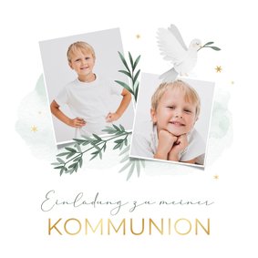 Einladung Erstkommunion Fotos, Zweige und Taube