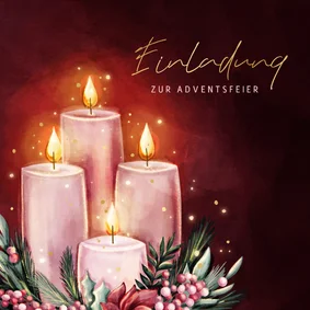 Einladung Firma Adventsfeier Adventskerzen rosa