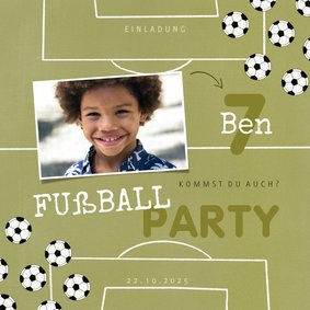 Einladung Fußball Party mit eigenem Foto 7. Geburtstag