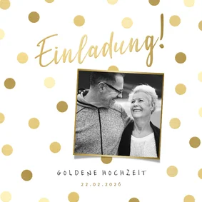 Einladung Goldene Hochzeit mit Foto und Punkten