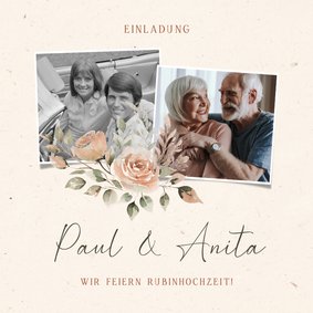 Einladung Hochzeitsjubiläum Fotocollage Rosen