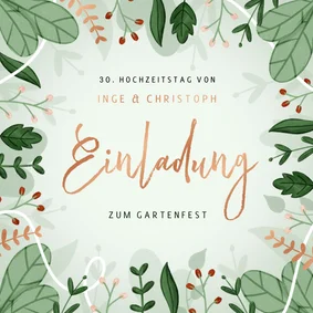 Einladung Jubiläumsfeier Hochzeitstag botanisch