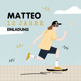 Einladung Kindergeburtstag Skateboard 12 Jahre