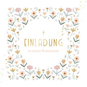 Einladung Kommunion kleine Blumen