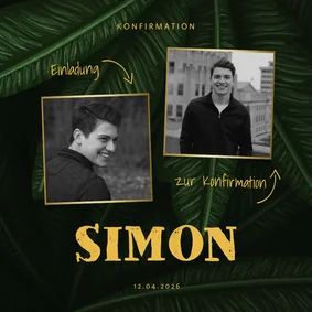 Einladung Konfirmation Dschungel-Look mit Fotos