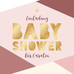 Einladung rosa Babyshower Gold