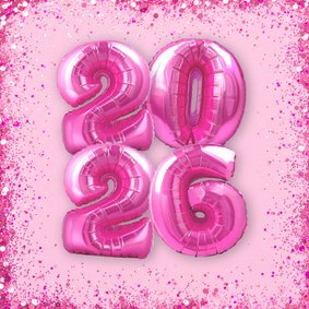Einladung Silvesterparty 2026 Folienballons pink