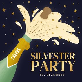 Einladung Silvesterparty Sektflasche