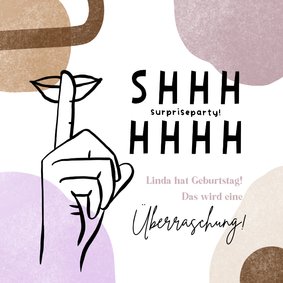 Einladung Surprise-Party lila 'Shhhh'