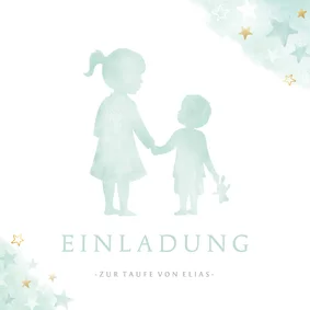 Einladung Taufe kleiner Bruder große Schwester grün