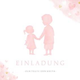 Einladung Taufe rosa großer Bruder und kleine Schwester