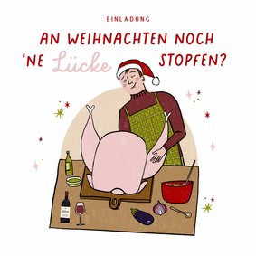Einladung Weihnachtsessen Koch mit Pute