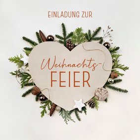 Einladung Weihnachtsfeier Herz Naturdeko