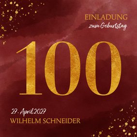 Einladung zum 100. Geburtstag dunkelrot