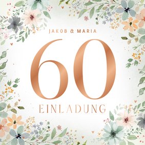 Einladung zum 60. Hochzeitstag romantische Blüten