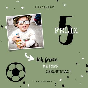 Einladung zum Fußball Kindergeburtstag mit Foto 