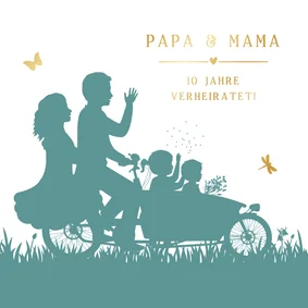 Einladung zum Hochzeitsjubiläum Familie & Fahrrad