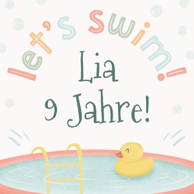 Einladung zum Schwimmen 9. Kindergeburtstag