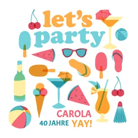 Einladung zum Sommer-Geburtstag "Let's Party"
