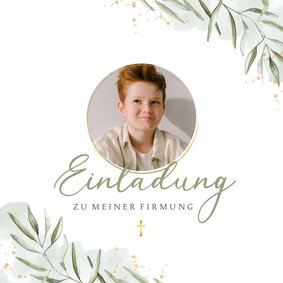 Einladung zur Firmung Foto & Aquarellzweige