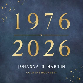 Einladung zur Goldenen Hochzeit Jahreszahlen in Gold