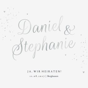 Einladung zur Hochzeit Silberschrift