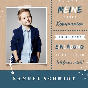 Einladung zur Kommunion Foto auf Kraftpapier