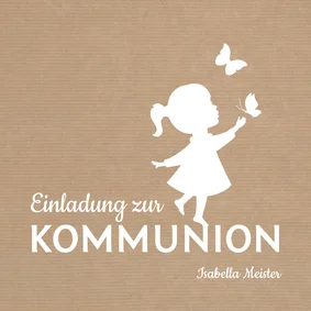 Einladung zur Kommunion Scherenschnitt Mädchen Kraftpapier