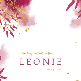Einladung zur Konfirmation botanisch pink Foto innen 