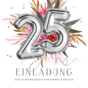 Einladung zur Silberhochzeit Luftballons 25 