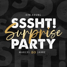 Einladung zur Surpriseparty Goldlook auf Schwarz