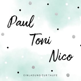 Einladung zur Taufe mintgrün aquarell Drilling