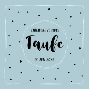Einladung zur Taufe mit kleinen Herzchen