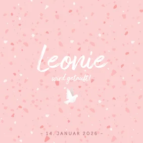 Einladung zur Taufe rosa Konfetti und Taube