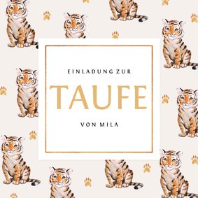 Einladung zur Taufe süße Tiger und Foto innen