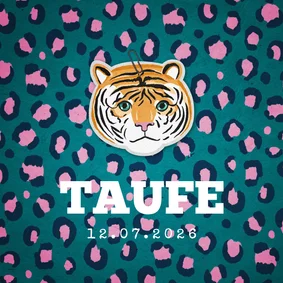 Einladung zur Taufe Tierprint und Tiger