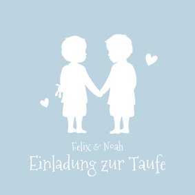 Einladung zur Taufe Zwilling Jungen Silhouette