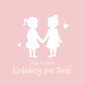 Einladung zur Taufe Zwilling Mädchen Silhouette
