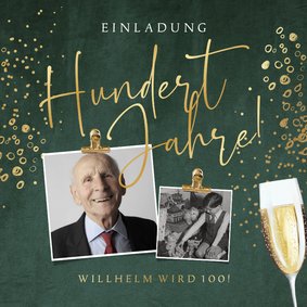 Einladungskarte 100. Geburtstag eigene Fotos