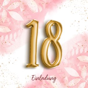 Einladungskarte 18. Geburtstag Aquarell & Folienballon 