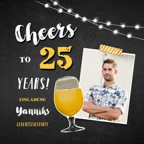 Einladungskarte 25. Geburtstag Foto und Bierglas