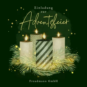 Einladungskarte Adventsfeier geschäftlich 4 Kerzen grün