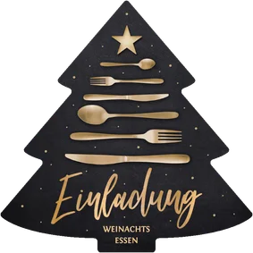 Einladungskarte Besteck Weihnachtsessen Weihnachtsbaum
